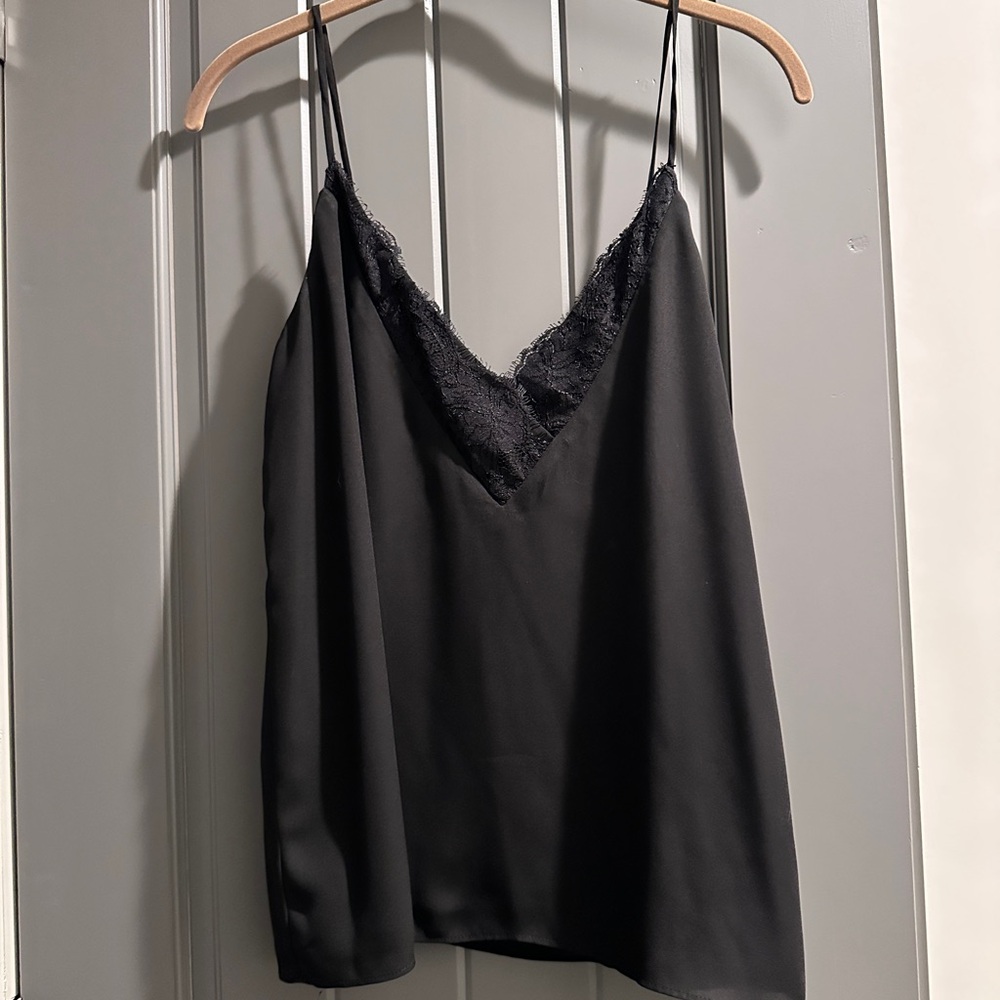 Socialite Black Lace-Trim Cami - Size S